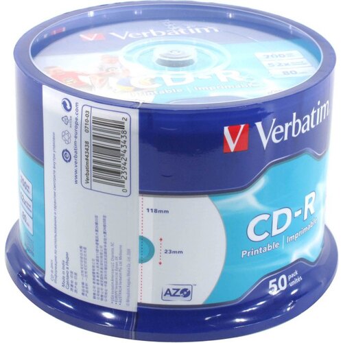 Диск CD-R Verbatim 700Mb 52x Printable (50шт)